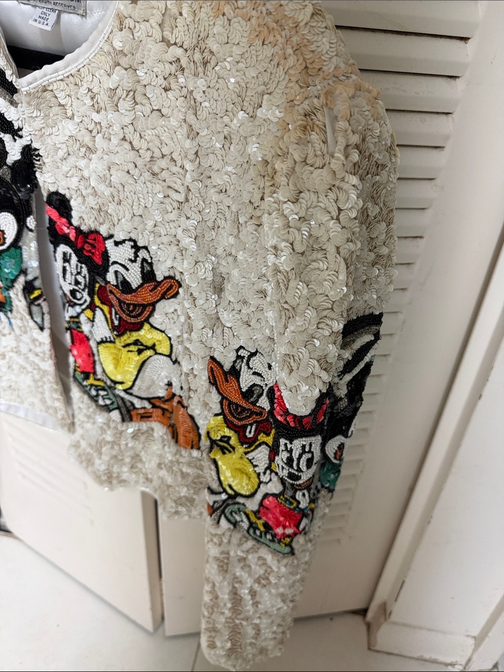 Disney Cream Sequin Cropped Blazer with Embroidered Characters only 64 made - Picture 7 of 9